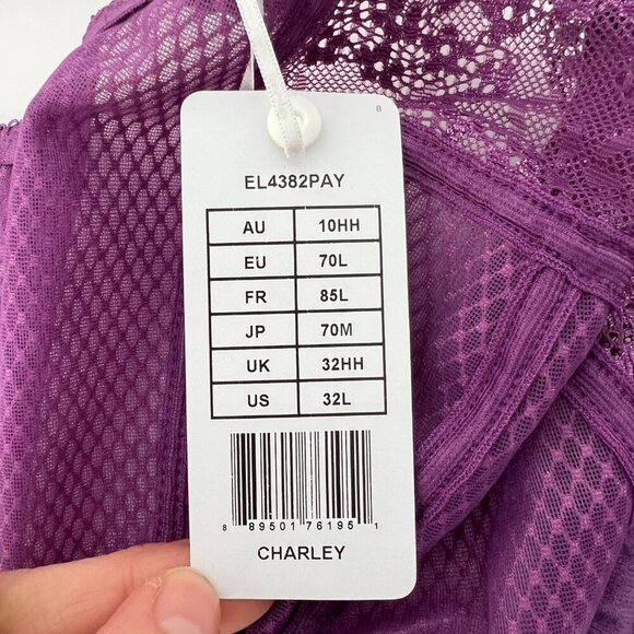 NWT - 32l- Elomi Charley Stretch Plunge Bra in Pansy- Purple - Picture 9 of 11
